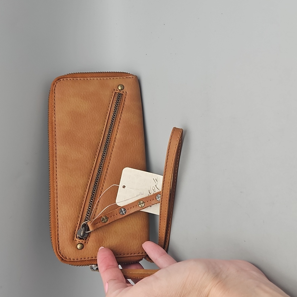 Free People Distressed Vegan Wallet With Attatched Wrist Strap